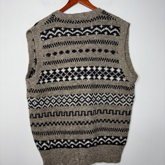 Vintage Peter England Sweater Vest Knit Mens L Wool Blend Button Grandpa - Picture 7 of 13